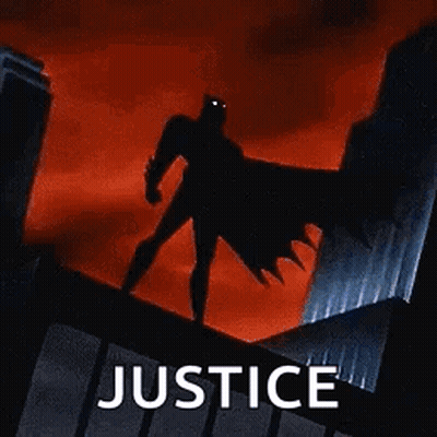 Batman On Building With Justice GIF
