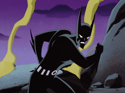 Batman Pushing Large Rock GIF