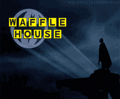 Batman Standing In Front Of Waffle House GIF