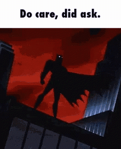 Batman Standing On Building Saying Do Care Did Ask GIF