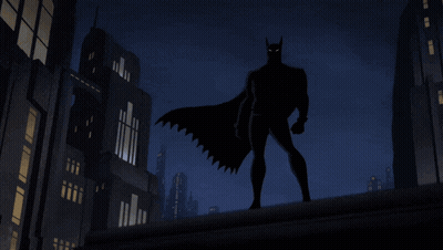 Batman Standing On Rooftop With Lightning GIF