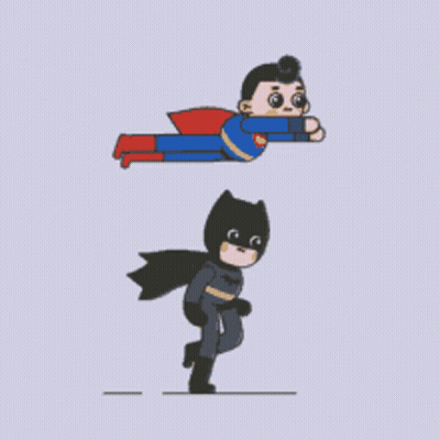 Batman Standing Over Superman GIF