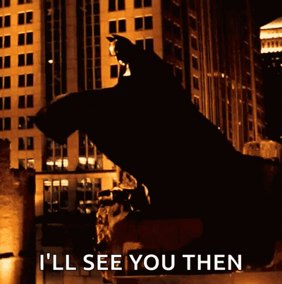 Batman Statue Saying I'll See You Then GIF
