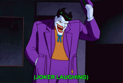 Batman Villain Joker Laughing Hats Off GIF