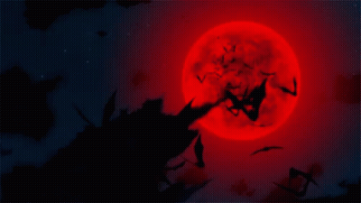 Bats Flying In Front Of Red Moon GIF