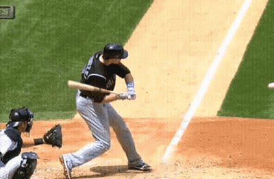 Batter Swinging Catcher Watching GIF