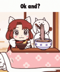 Battle Cats Eating Noodles GIF