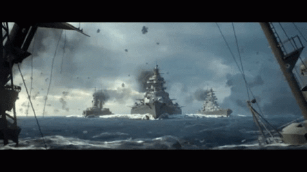 Battleship Nearing Another Battleship GIF