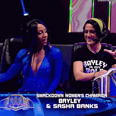 Bayley And Sasha Banks Women's SmackDown Champions GIF