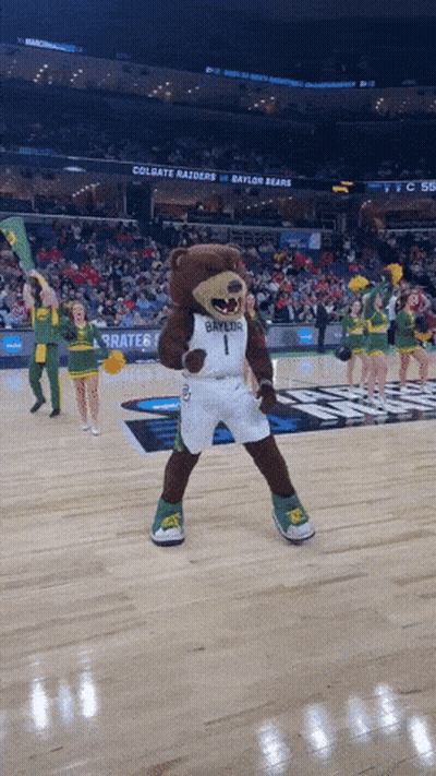 Baylor Bears Mascot Dancing On Court GIF