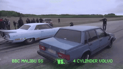 BBC Malibu SS And 4 Cylinder Volvo Race GIF