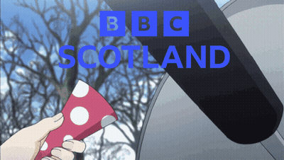 BBC Scotland Person Holding Red Polka Dot Umbrella GIF