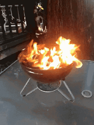Bbq Grill Burning Big Flames GIF