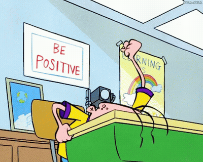 Be Positive Sign Above Cartoon Character GIF