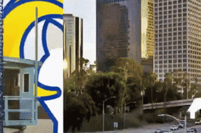 Beach And City With Buildings GIF