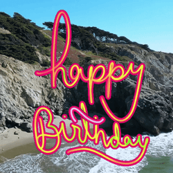 Beach Birthday Greetings With Animated Text GIF
