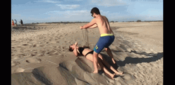 Beach Chasing Funny Fall GIF