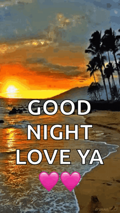 Beach Scene With Good Night Love Ya GIF
