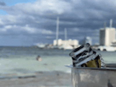 Beach Scene With Soda Can GIF