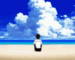 Beach Sitting Shinji GIF