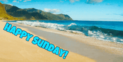 Beach With Happy Sunday Text GIF