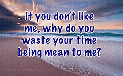 Beach With If You Don't Like Me Why Do You Waste Your Time Being Mean To Me GIF