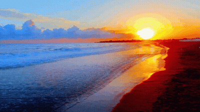 Beach With Setting Sun GIF