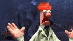 Beaker Scared Of Dinosaur GIF