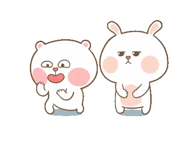 Bear And Bunny Standing Together Sticker