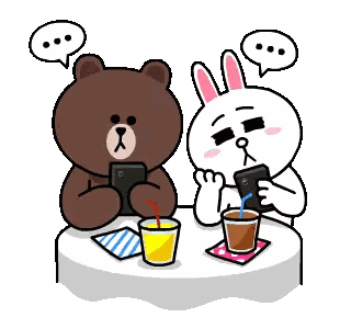 Bear And Bunny With Phones Sticker