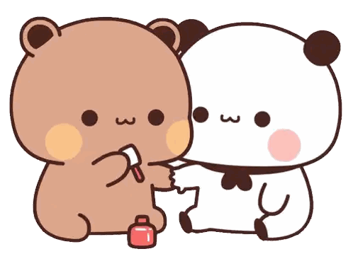 Bear And Panda With Nail Polish Sticker