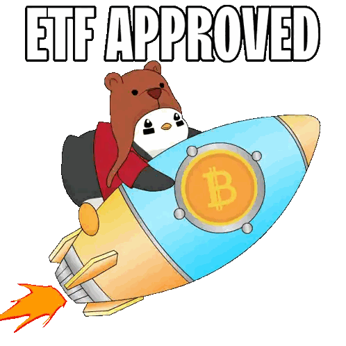 Bear And Penguin Riding Rocket ETF Approved Sticker