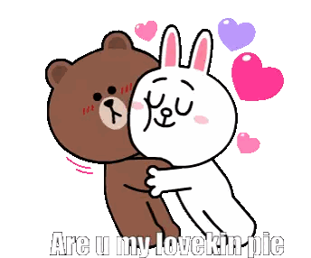Bear And Rabbit Hugging Lovekin Pie Sticker