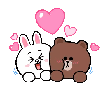Bear And Rabbit Hugging Under Heart Sticker
