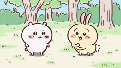 Bear And Rabbit In Field GIF