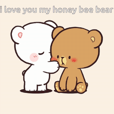 Bear And Rabbit Laying In Bed Saying Good Night GIF
