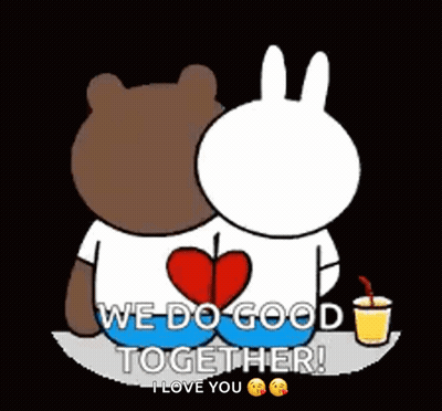 Bear And Rabbit Sitting Together We Do Good Together I Love You GIF
