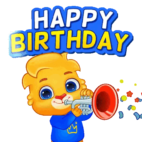 Bear Blowing Trumpet Happy Birthday Sticker