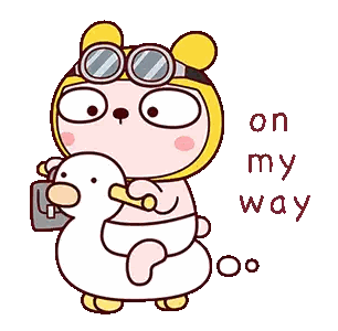 Bear Carrying Duck Saying On My Way Sticker