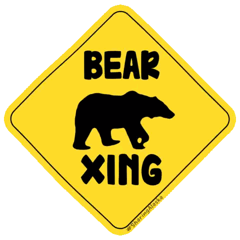 Bear Crossing Sign With Bear Sticker
