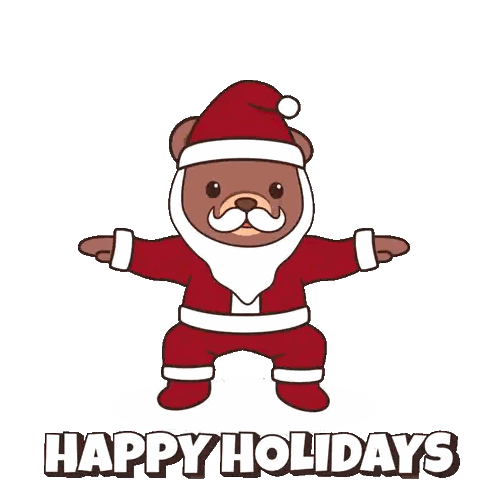 Bear Dressed As Santa Happy Holidays Sticker