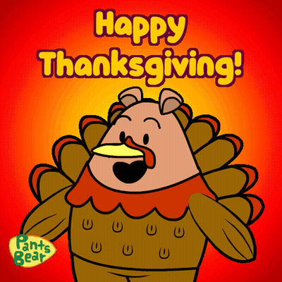 Bear Dressed As Turkey Saying Happy Thanksgiving GIF