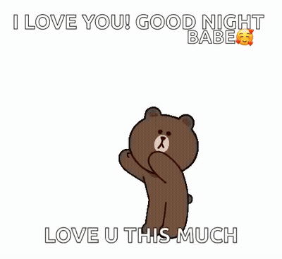 Bear Hearts I Love You Good Night Babe Love U This Much GIF
