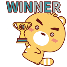 Bear Holding A Trophy Win GIF
