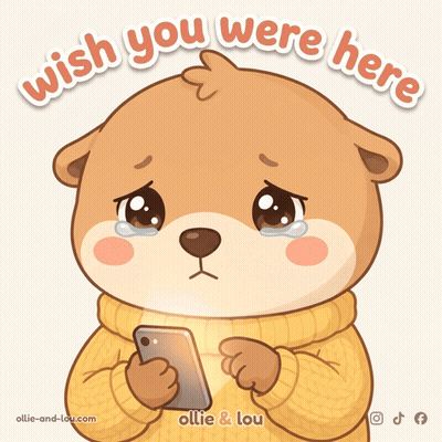 Bear Holding Cell Phone Saying Wish You Were Here GIF