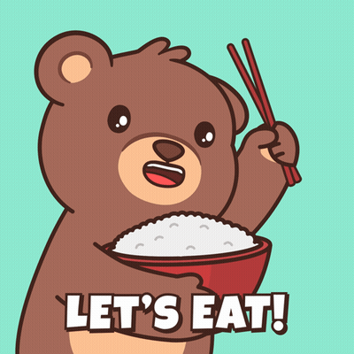Bear Holding Chopsticks and Rice Bowl