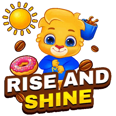 Bear Holding Coffee And Donut Rise And Shine Sticker