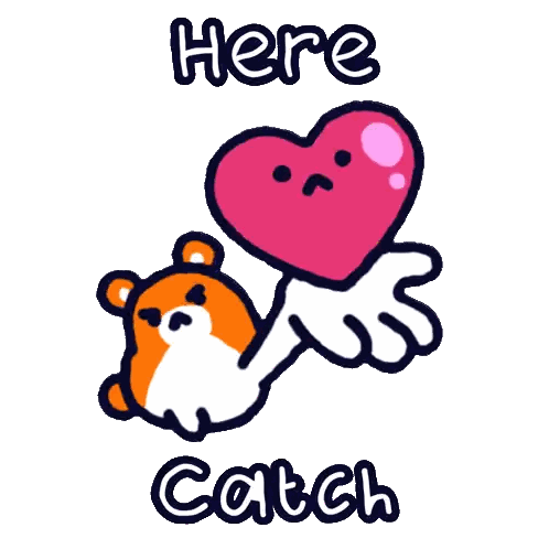 Bear Holding Heart Here Catch Sticker
