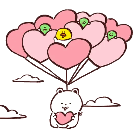 Bear Holding Heart Under Balloons Sticker