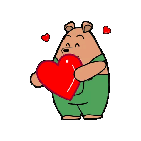 Bear Holding Large Red Heart Sticker